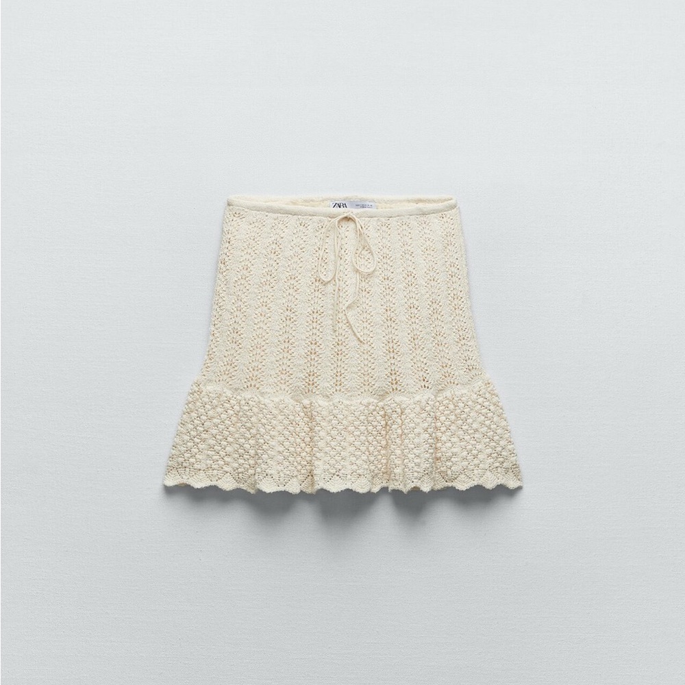 Zara Pointelle Knit Mini Skirt